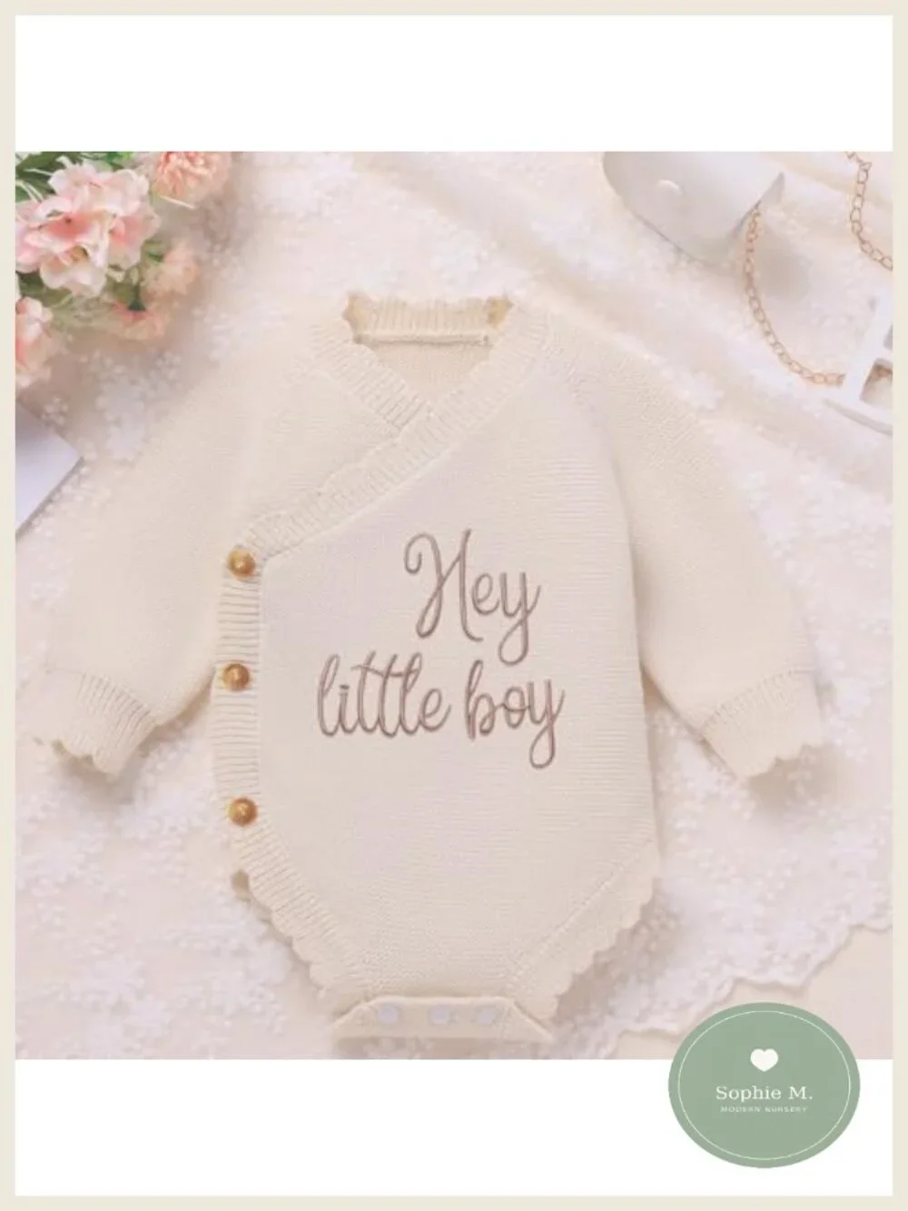 Newborn Baby Boy Girl Knitted Long Sleeve Romper Set with Hat Socks Fall Winter